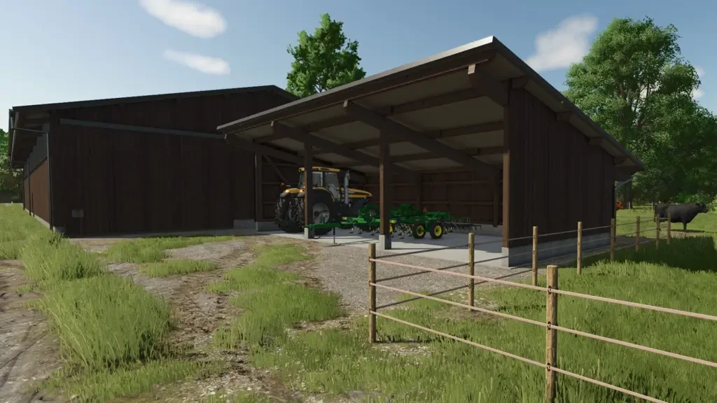 Farm Buildings With Dark Wood