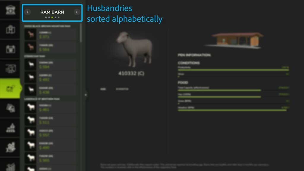 Sort animal husbandries alphabetically