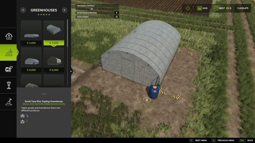 Small Rice Sapling Greenhouse